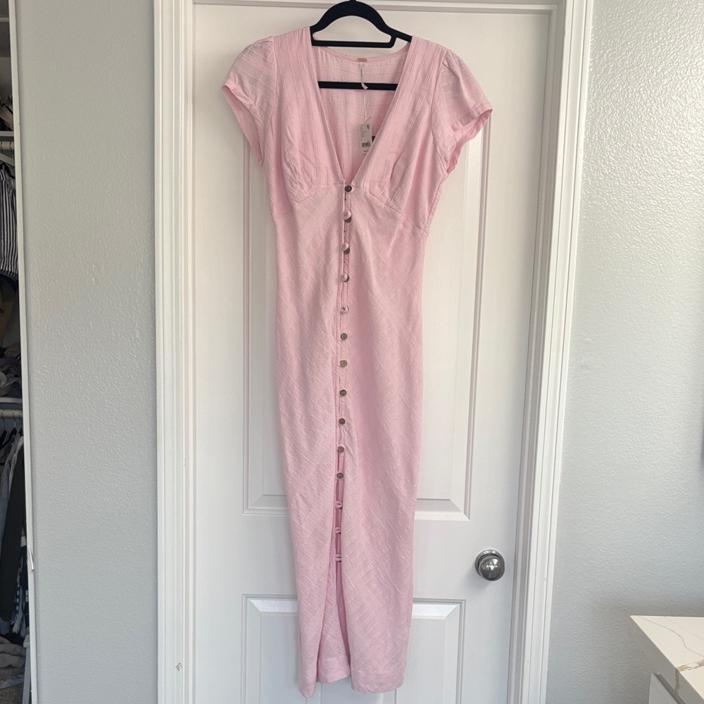 Pink Button-Down Maxi Dress